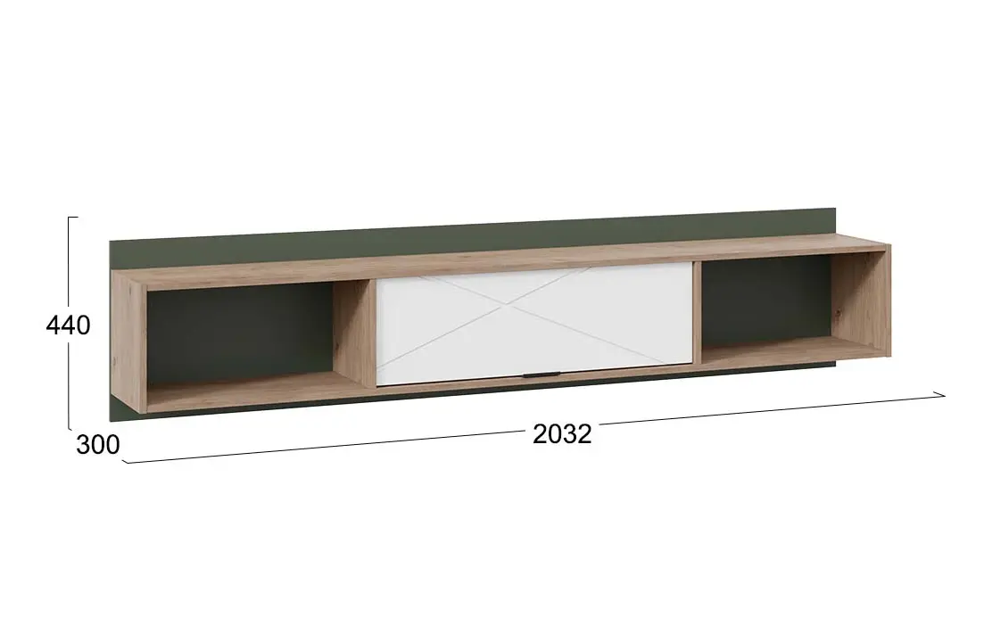 Лео ТД-410.12.21 Шкаф навесной (гикори джексон/белый матовый/дымчатый зеленый)