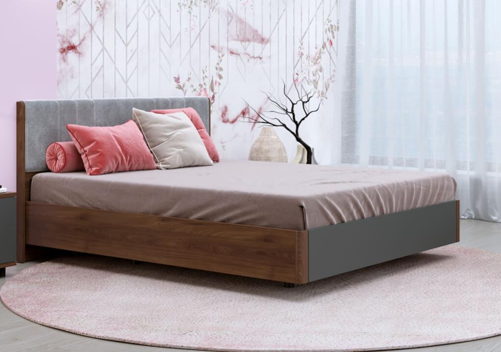 Грейс КР-5013 Кровать 1,6*2,0 (гикори темный/антрацит матовый)