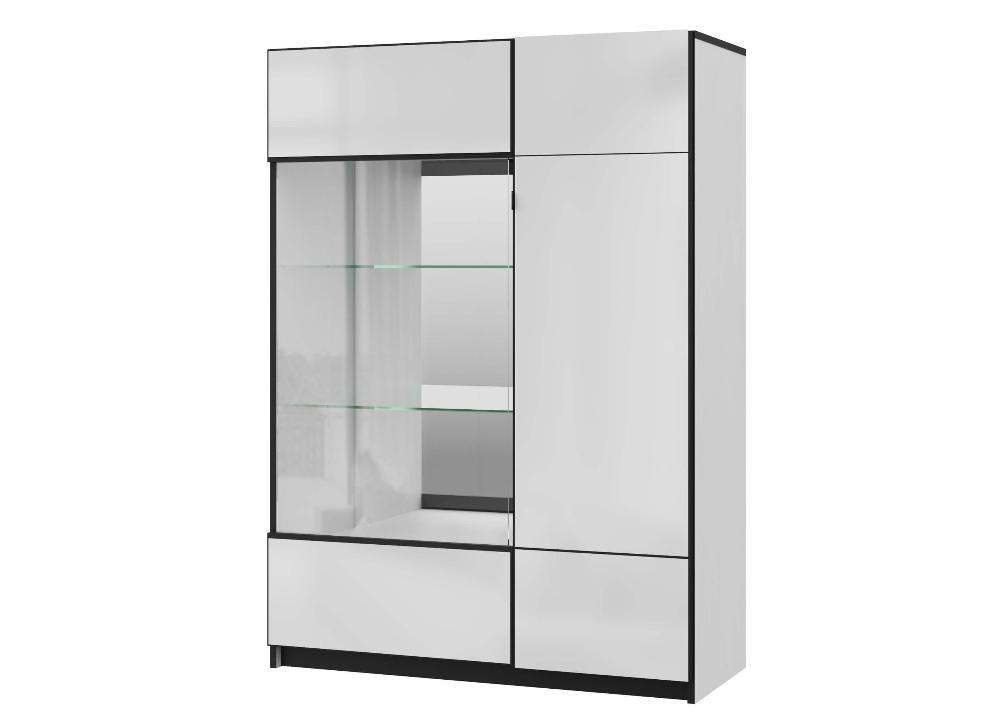 Palermo (17) Шкаф комбинированный низкий (белый шелк/черный шелк)