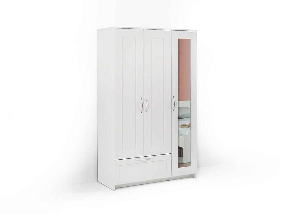Сириус Шкаф комбинированный 3 двери и 1 ящик (белый)
