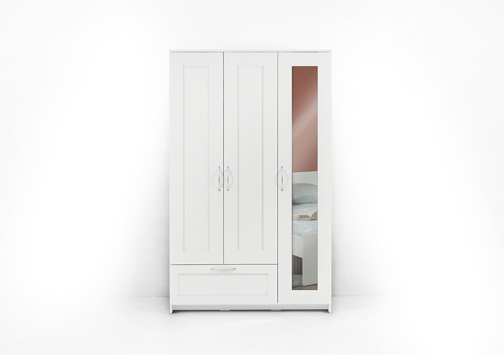 Сириус Шкаф комбинированный 3 двери и 1 ящик (белый)