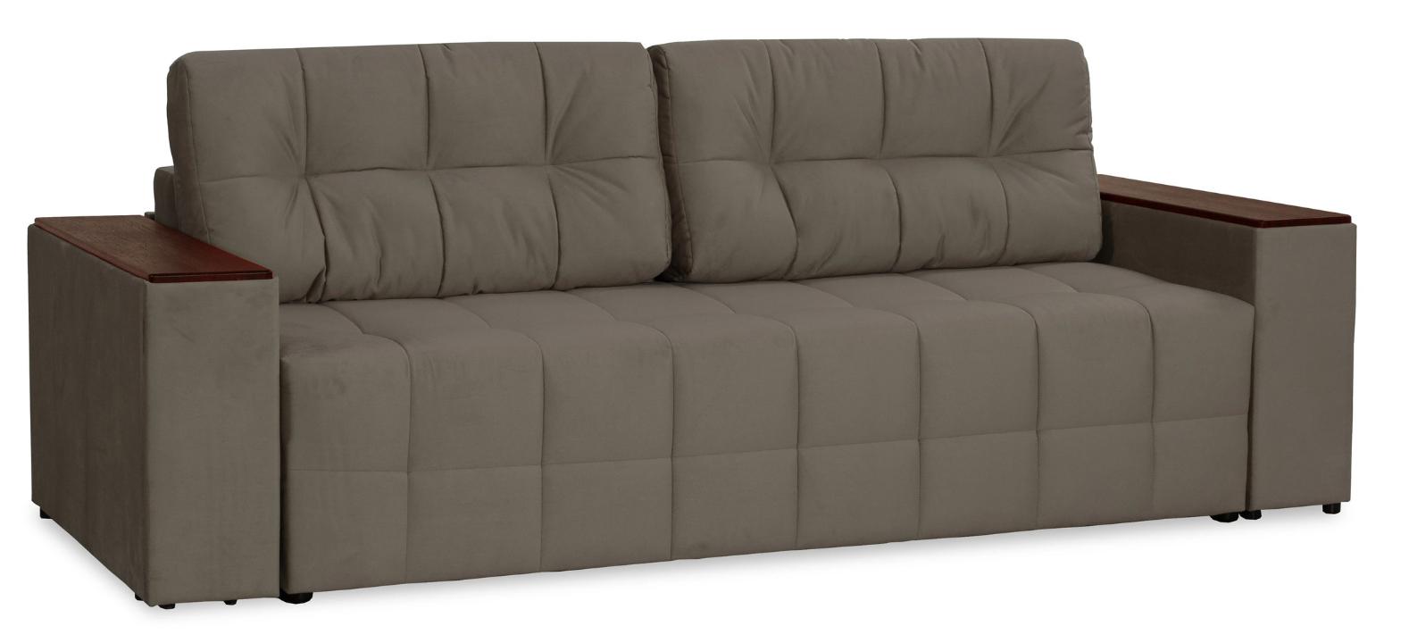 Элегант 2022 Большой диван (GROUND 06 (велюр песочно-серый), венге, 2 кат)