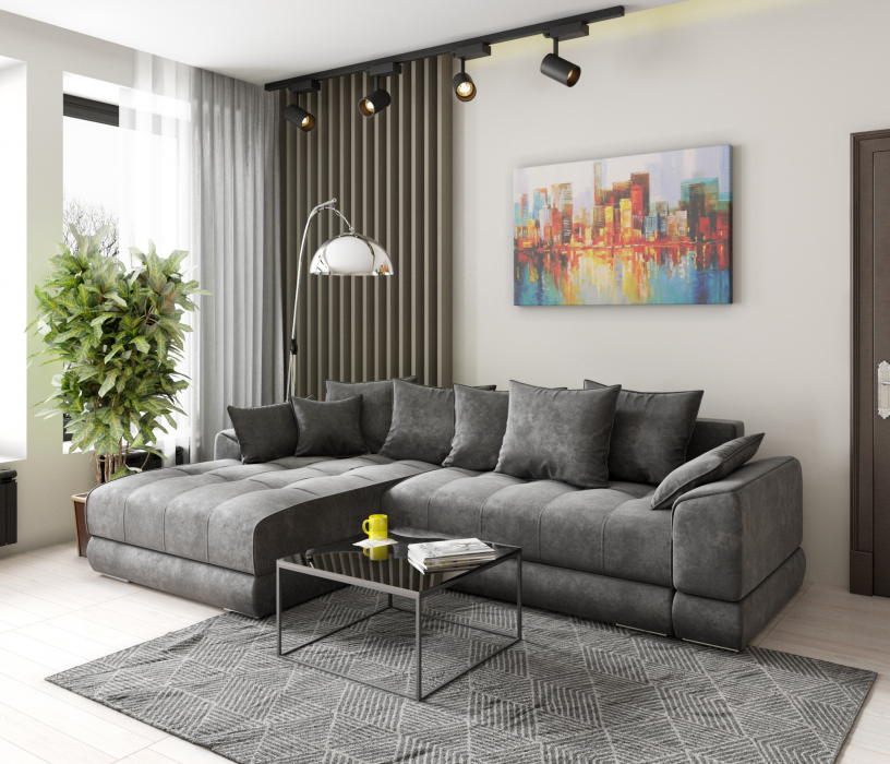 Серый диван в интерьере