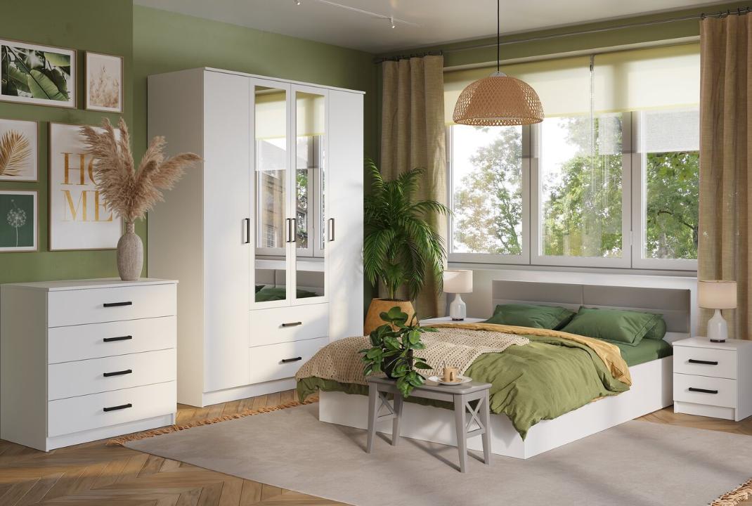 Фьюжн кровать 1,6м основание ЛДСП (белый)