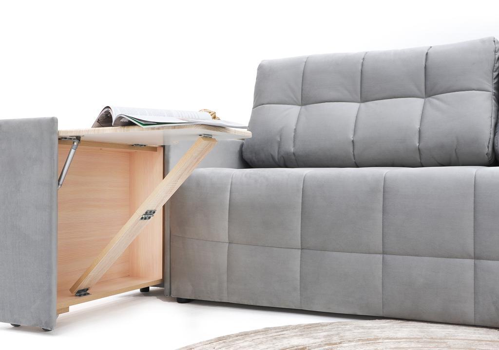 Элегант 2022 Большой диван (стол слева) (Ameli 11 (велюр пепельно-серый), 4 кат, дуб)