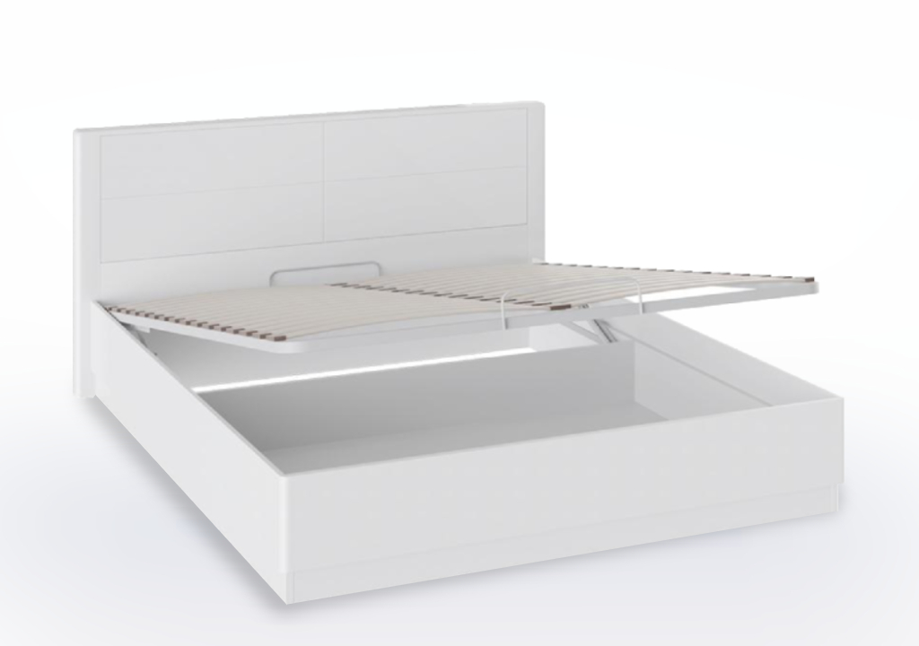 Кровать Наоми с ПМ 1600 (белый глянец)