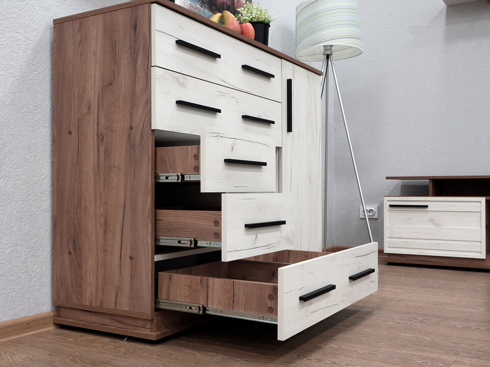 Гостиная Модена (дуб крафт табачный/дуб крафт белый)