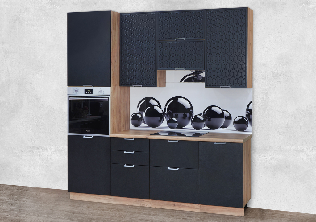 Модульная кухня Кассия 2 (венеция черная) 2,2м