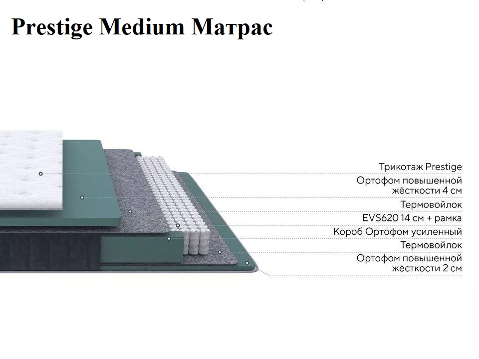 200*120 Prestige Medium Матрас  (высокая, Steel)