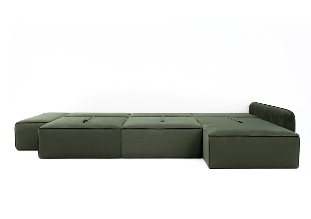 Лофт угловой диван с банкеткой 3,65м (Romano forest, правый, 3 кат)
